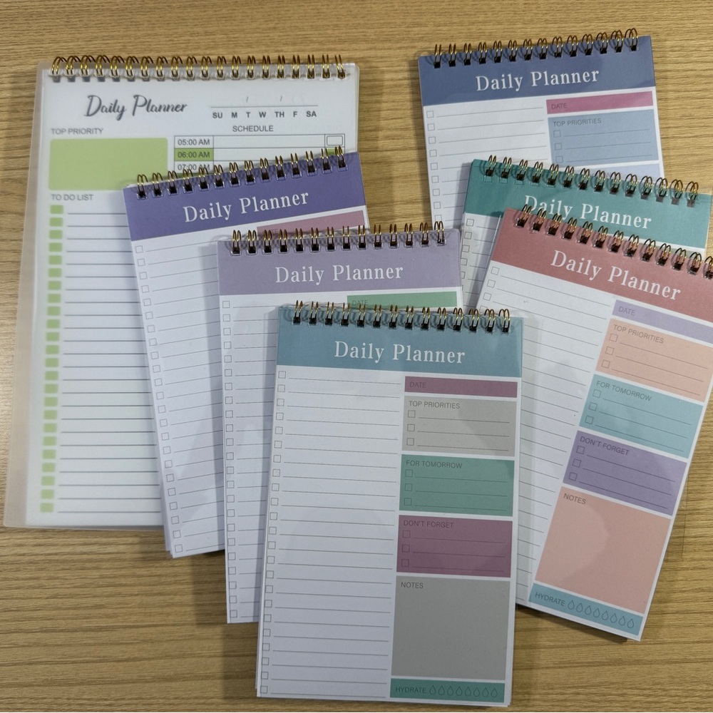 Pastel Daily Planner Set with Spiral Binding